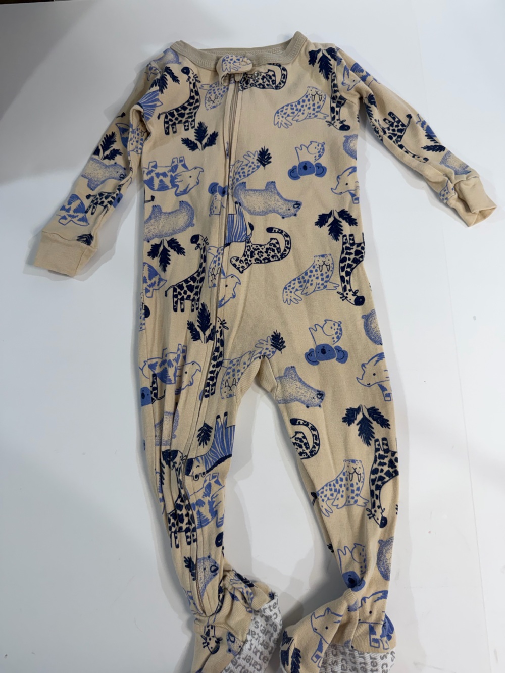 Carter's Safari Animal Snug Fit Cotton Footie PJs Footie PJs Beige & Blue 12M
